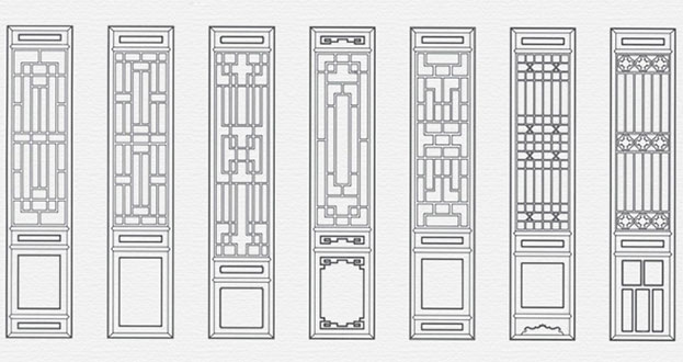 满洲里常用中式仿古花窗图案隔断设计图